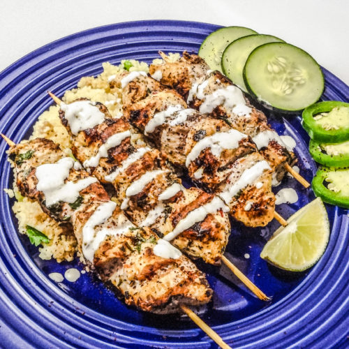 Greek Lemon Chicken Kabob with Garlic Yogurt Sauce