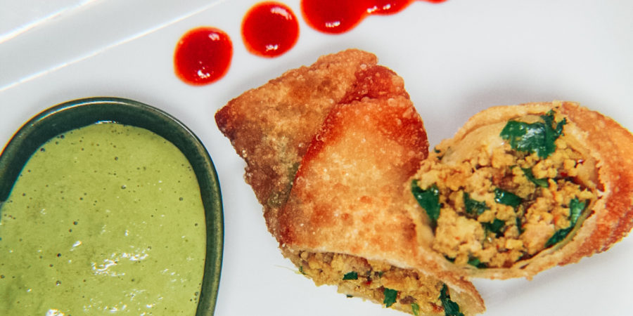 picture of plated kheema egg rolls