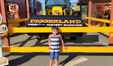 my son standing at diggerland